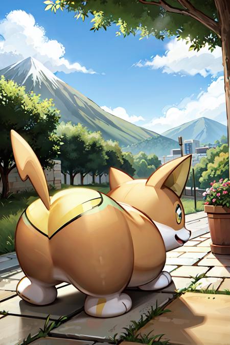 12656-1832395647-masterpiece,best_quality__yamper, pokemon (creature),__,YAMPER, __mountain , blue sky, cloud ,morning, tree, city,street_.png